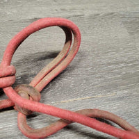 Stiff Nylon Rope Halter *gc/fair, dirty, faded, rubs, frayed, ripped end, hair, untied end
