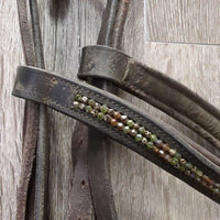 Rsd Bridle, Bling Browband *MISMATCHED, gc, dry, stiff, dirty, v.tight keeper
