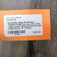 Rsd Bridle, Bling Browband *MISMATCHED, gc, dry, stiff, dirty, v.tight keeper
