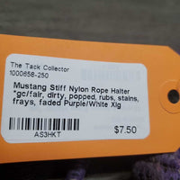 Stiff Nylon Rope Halter *gc/fair, dirty, popped, rubs, stains, frays, faded
