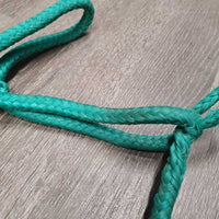 Narrow Round Hollow Nylon Rope Halter, tag *gc, dirty, stains, folded nose, broken strings, frays

