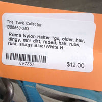 Nylon Halter *gc, older, hair, dingy, mnr dirt, faded, hair, rubs, rust, snags
