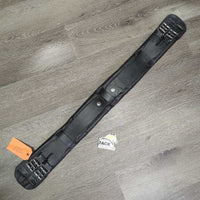 Padded Leather Short - Dressage Girth, Wide Center Elastic *gc/fair, folded/thin edges, clean & dirt, stretched & torn keepers
