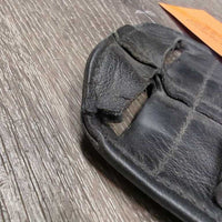 Padded Leather Short - Dressage Girth, Wide Center Elastic *gc/fair, folded/thin edges, clean & dirt, stretched & torn keepers
