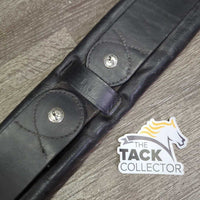 Padded Leather Short - Dressage Girth, Wide Center Elastic *gc/fair, folded/thin edges, clean & dirt, stretched & torn keepers
