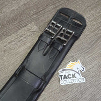 Padded Leather Short - Dressage Girth, Wide Center Elastic *gc/fair, folded/thin edges, clean & dirt, stretched & torn keepers
