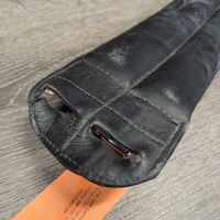 Padded Leather Short - Dressage Girth, Wide Center Elastic *gc/fair, folded/thin edges, clean & dirt, stretched & torn keepers

