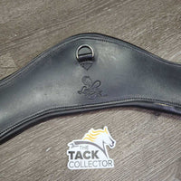Thick Padded Anatomical Leather Short - Dressage Girth, 2x els, D Ring *gc, dirty, film, unstitched edge
