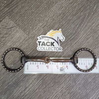 "Antiqued" Loose Ring Western Single Joint Bit, dot deco *gc, clean, rusted, scuffed, residue
