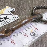"Antiqued" Loose Ring Western Single Joint Bit, dot deco *gc, clean, rusted, scuffed, residue
