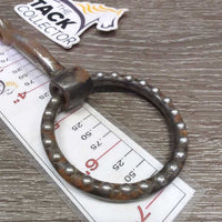 "Antiqued" Loose Ring Western Single Joint Bit, dot deco *gc, clean, rusted, scuffed, residue
