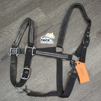 Padded Nylon Halter, bling, adj, snap *vgc/gc, missing bling, residue/film, mnr hair, dirt, rubs, tear
