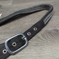 Padded Nylon Halter, bling, adj, snap *vgc/gc, missing bling, residue/film, mnr hair, dirt, rubs, tear
