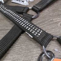 Padded Nylon Halter, bling, adj, snap *vgc/gc, missing bling, residue/film, mnr hair, dirt, rubs, tear
