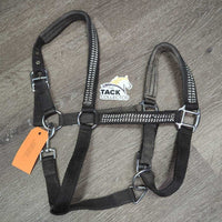 Padded Nylon Halter, bling, adj, snap *vgc/gc, missing bling, residue/film, mnr hair, dirt, rubs, tear
