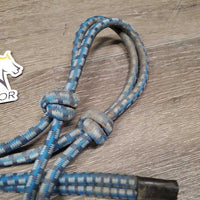 Stiff Nylon Rope Halter, short attached Lead Rope *gc, dirt, hair, rubs, stains, frays, snag
