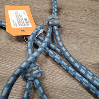 Stiff Nylon Rope Halter, short attached Lead Rope *gc, dirt, hair, rubs, stains, frays, snag
