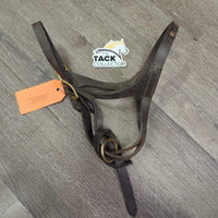 Leather Foal Halter, lead - catch strap *gc, dirt, chews, tiwst, edge scrapes, ONLY 1 Crown dry, creases
