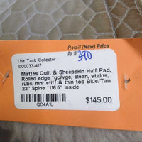 Quilt & Sheepskin Half Pad, Rolled edge *gc/vgc, clean, stains, rubs, mnr stiff & thin top
