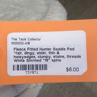 Fleece Fitted Hunter Saddle Pad *fair, dingy, older, thin & holeyedges, clumpy, stains, threads
