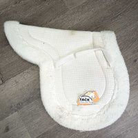 Waffle Fleece Shaped Hunter Saddle Pad *gc, dingy, older, clean, clumpy, stains, thin/holey edges, rubs, hair

