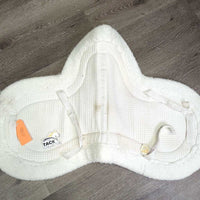 Waffle Fleece Shaped Hunter Saddle Pad *gc, dingy, older, clean, clumpy, stains, thin/holey edges, rubs, hair
