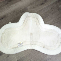 Waffle Fleece Shaped Hunter Saddle Pad *gc, dingy, older, clean, clumpy, stains, thin/holey edges, rubs, hair
