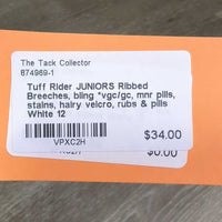 JUNIORS Ribbed Breeches, bling *vgc/gc, mnr pills, stains, hairy velcro, rubs & pills
