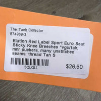 Euro Seat Sticky Knee Breeches *vgc/fair, mnr puckers, many unstitched seams, thread
