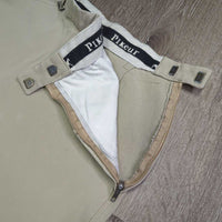 Side Zip Breeches *fair, older, unstitched seams, puckers, faded, stains, discolored seat & legs, pulled seat seam, v.weak velcro
