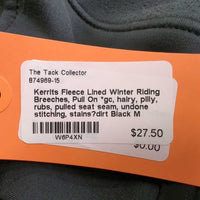 Fleece Lined WInter Riding Breeches, Pull On *gc, hairy, pilly, rubs, pulled seat seam, undone stitching, stains?dirt
