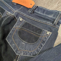 Full Seat Denim Breeches *gc, faded, seam puckers, undone stitching, rubs, pills
