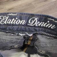 Full Seat Denim Breeches *gc, faded, seam puckers, undone stitching, rubs, pills
