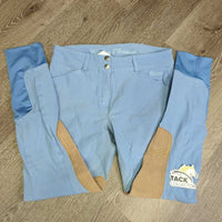Euro Seat Breeches *gc, faded spots, mnr seam puckers, rubs, pills, tar? discolored/stained seat & legs

