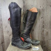 Field Boots, Zips *fair, repairs, dirty, unstitched & holey edges, zips: weak, stiff, replaced laces, faded, stretched, v.creased, v.worn heels
