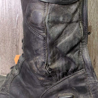 Field Boots, Zips *fair, repairs, dirty, unstitched & holey edges, zips: weak, stiff, replaced laces, faded, stretched, v.creased, v.worn heels
