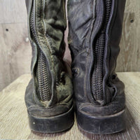 Field Boots, Zips *fair, repairs, dirty, unstitched & holey edges, zips: weak, stiff, replaced laces, faded, stretched, v.creased, v.worn heels
