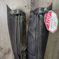Field Boots, Zips *fair, repairs, dirty, unstitched & holey edges, zips: weak, stiff, replaced laces, faded, stretched, v.creased, v.worn heels
