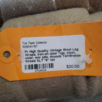 Pr High Quality Vintage Wool Leg Wraps, iron-on label *vgc, clean, older, mnr pills, threads

