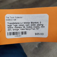 Lt Winter Blanket, 2 legs *vgc, clean, wpf, older, piping tears, clumpy fill, faded, stains, mnr dirt, snags, rubs

