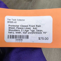 Closed Front Rain Sheet, Fleece Lined, Adj Shoulders, 2 Legs *xc/vgc, clean, hairy, older, wpf
