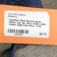 Thick Narrow Nylon Halter, adj *gc, dirty, stains, older, faded, edge rubs
