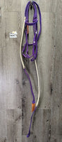 Thick Nylon Headstall, Loop Rubber Reins *vgc, clean, mnr dirt?stain, older, Rubber: peeled grips & dry/brittle rubber
