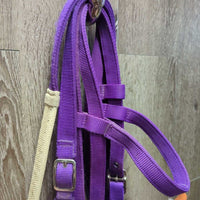 Thick Nylon Headstall, Loop Rubber Reins *vgc, clean, mnr dirt?stain, older, Rubber: peeled grips & dry/brittle rubber
