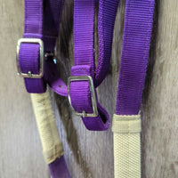 Thick Nylon Headstall, Loop Rubber Reins *vgc, clean, mnr dirt?stain, older, Rubber: peeled grips & dry/brittle rubber
