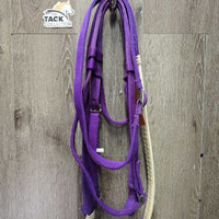 Thick Nylon Headstall, Loop Rubber Reins *vgc, clean, mnr dirt?stain, older, Rubber: peeled grips & dry/brittle rubber
