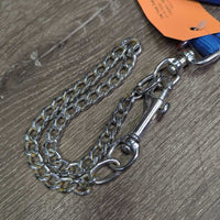 21" Fine Nose Chain, Nylon Web Lunge Line, thin chain shank *vgc, clean, mnr stains, older?
