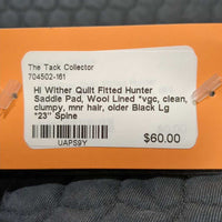 Quilt Fitted Hunter Saddle Pad, Wool Lined *vgc, clean, clumpy, mnr hair, older
