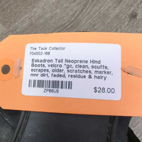 Tall Neoprene Hind Boots, velcro *gc, clean, scuffs, scrapes, older, scratches, marker, mnr dirt, faded, residue & hairy velcro
