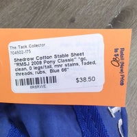 Cotton Stable Sheet "RMSJ 2009 Pony Classic" *gc, clean, 0 legs/tail, mnr stains, faded, threads, rubs
